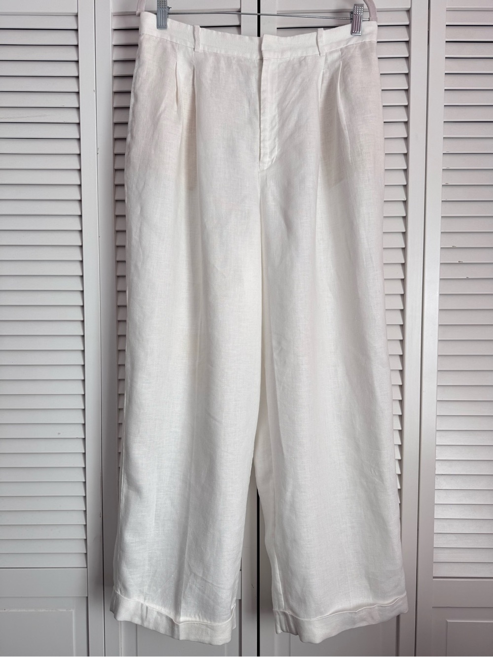 Polo Ralph Lauren Linen Relaxed Straight Leg High Rise Pleated White Pant 10 - Picture 3 of 13